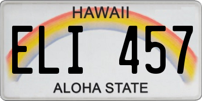 HI license plate ELI457
