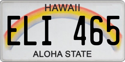 HI license plate ELI465