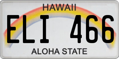 HI license plate ELI466