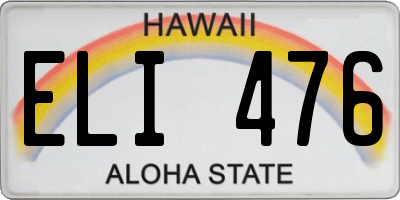 HI license plate ELI476
