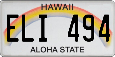 HI license plate ELI494