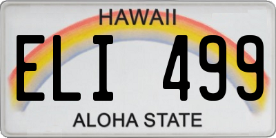 HI license plate ELI499