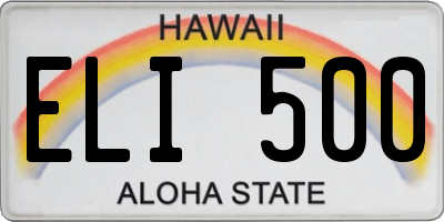 HI license plate ELI500