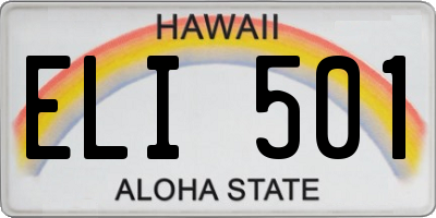 HI license plate ELI501