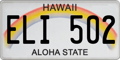 HI license plate ELI502