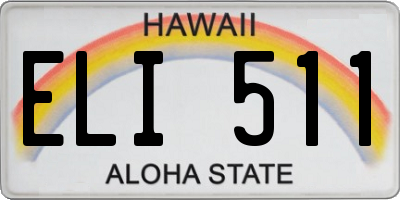 HI license plate ELI511