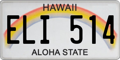 HI license plate ELI514