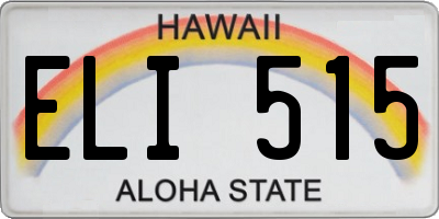 HI license plate ELI515