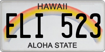 HI license plate ELI523
