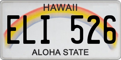 HI license plate ELI526