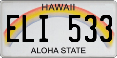 HI license plate ELI533