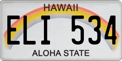 HI license plate ELI534