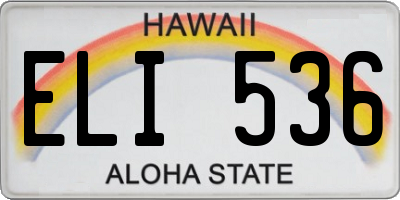 HI license plate ELI536
