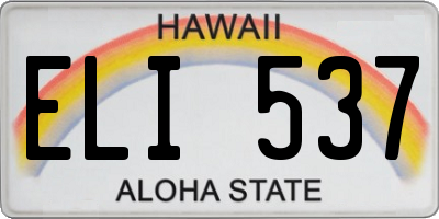 HI license plate ELI537