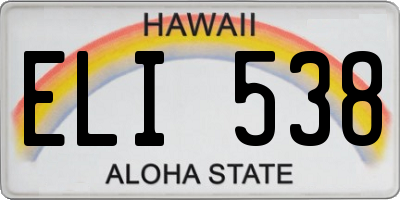HI license plate ELI538