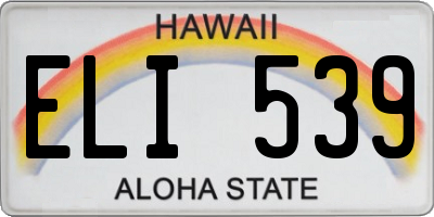 HI license plate ELI539