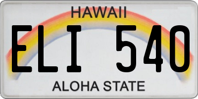 HI license plate ELI540