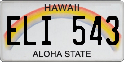 HI license plate ELI543