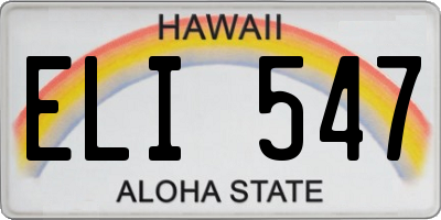 HI license plate ELI547