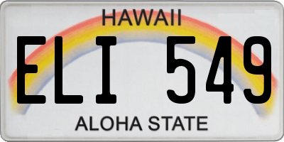 HI license plate ELI549