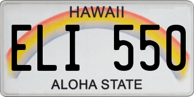HI license plate ELI550