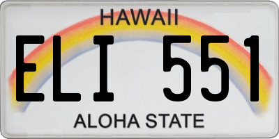 HI license plate ELI551