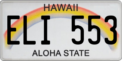 HI license plate ELI553