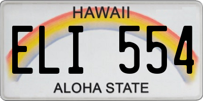 HI license plate ELI554
