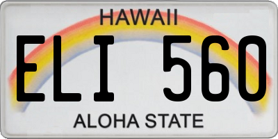HI license plate ELI560