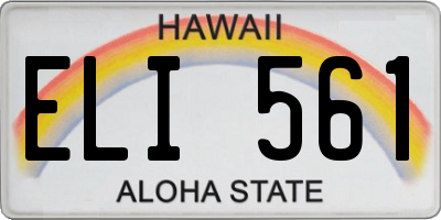 HI license plate ELI561