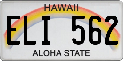 HI license plate ELI562