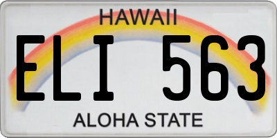 HI license plate ELI563