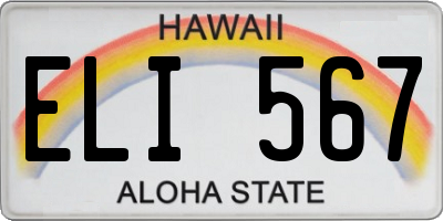 HI license plate ELI567