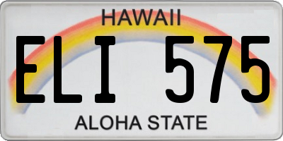 HI license plate ELI575