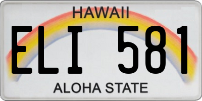 HI license plate ELI581