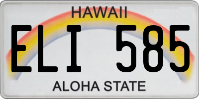 HI license plate ELI585