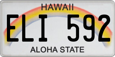 HI license plate ELI592