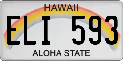 HI license plate ELI593