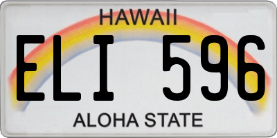 HI license plate ELI596