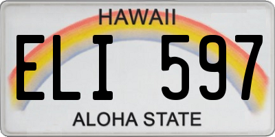 HI license plate ELI597