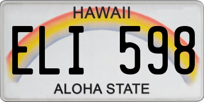 HI license plate ELI598