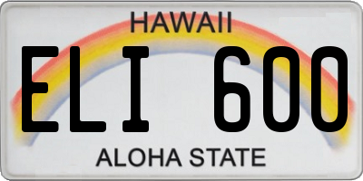 HI license plate ELI600