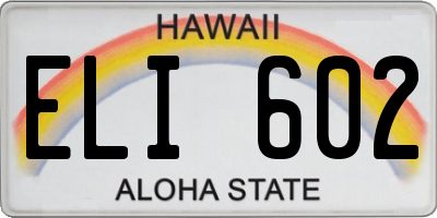 HI license plate ELI602