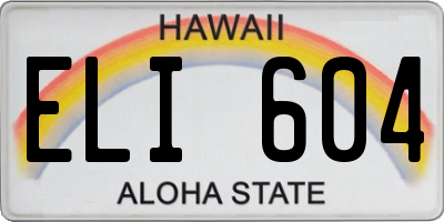 HI license plate ELI604