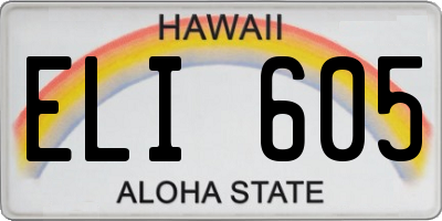 HI license plate ELI605