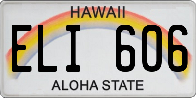 HI license plate ELI606
