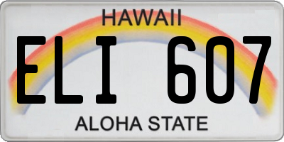 HI license plate ELI607