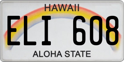 HI license plate ELI608