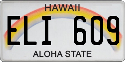 HI license plate ELI609