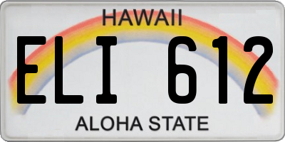 HI license plate ELI612